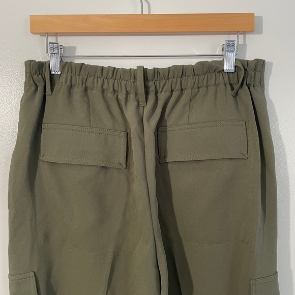 Madewell Pull On Utility Pants Green Faded Ivy Cargo Wide Leg Straight Sz 8 Work - Picture 8 of 14